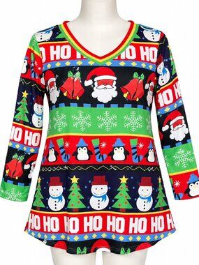 VISLILY Plus Size Christmas Holiday Tunic Top 14W NWT Santa Snowman Penguin